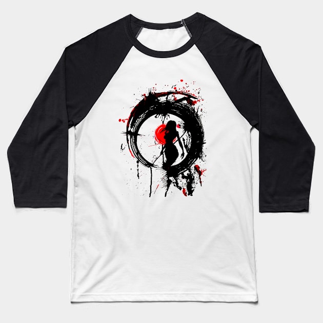 Zen ink, woman-warrior Japan Baseball T-Shirt by NemfisArt